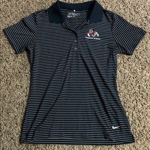 Fresno State women’s Nike Navy and White Striped Polo Shirt